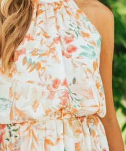 Sweet Lemon Ivory Floral Print Halter Neck Woven Dress Dresses 13 Sweet Lemon Ivory Floral Print Halter Neck Woven Dress Dresses