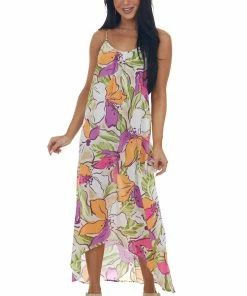 First Love Ivory Floral Print High Low Sleeveless Dress Dresses 12 First Love Ivory Floral Print High Low Sleeveless Dress Dresses