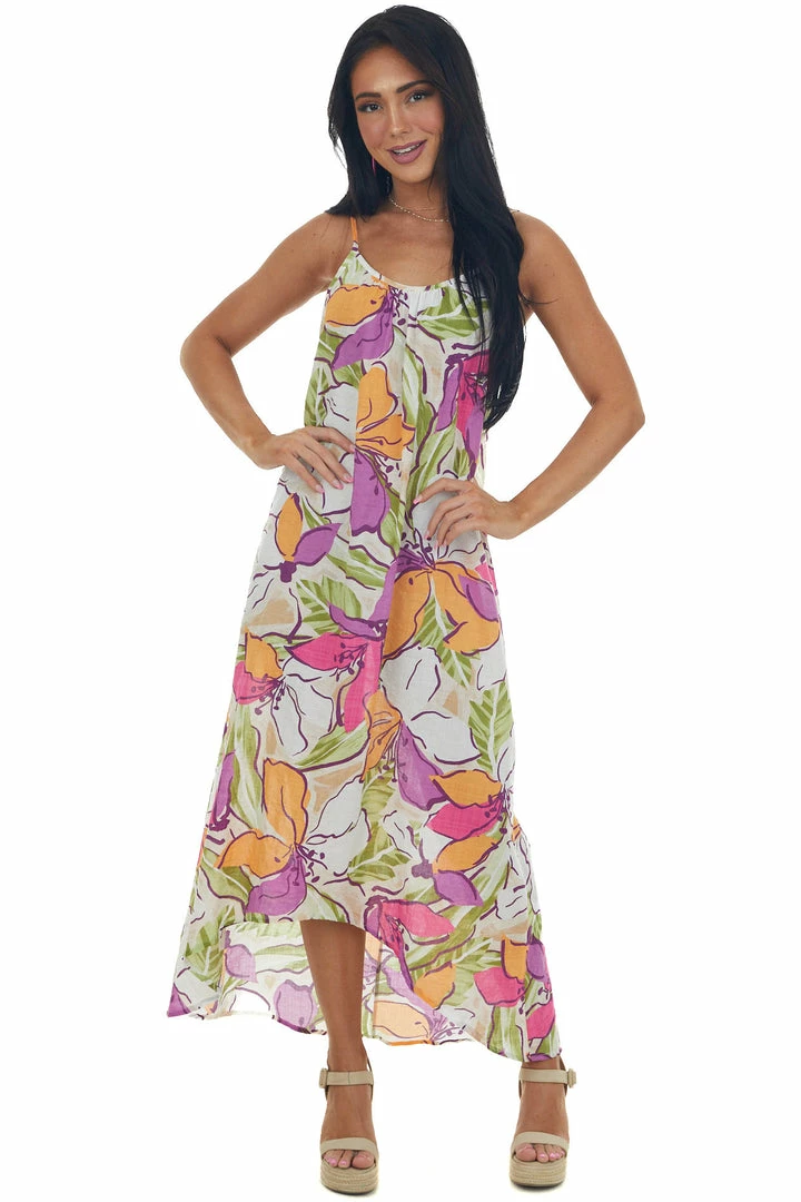 First Love Ivory Floral Print High Low Sleeveless Dress Dresses 7 First Love Ivory Floral Print High Low Sleeveless Dress Dresses