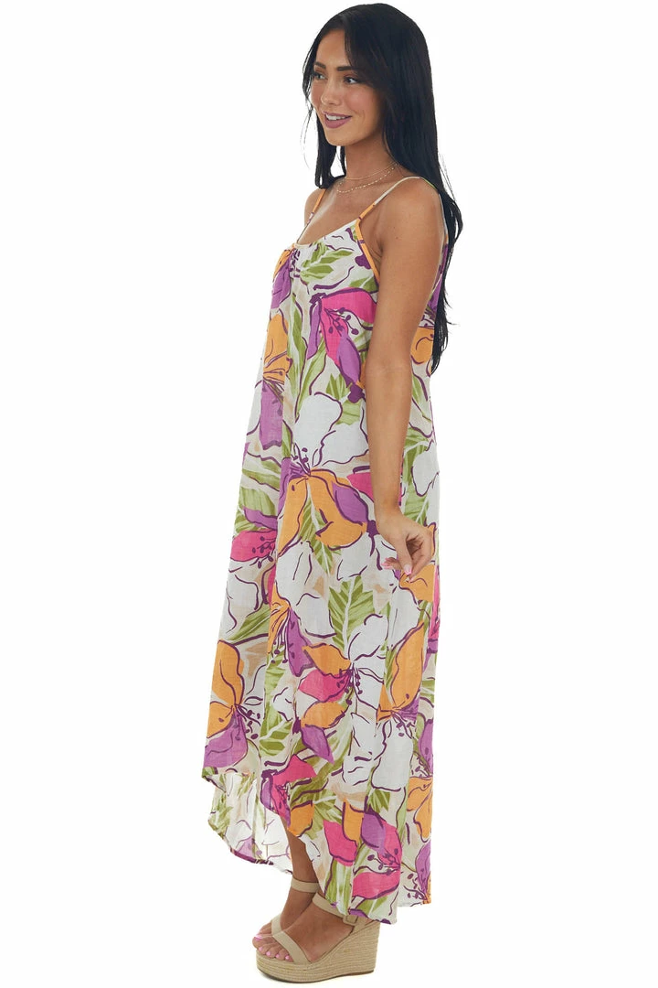 First Love Ivory Floral Print High Low Sleeveless Dress Dresses 8 First Love Ivory Floral Print High Low Sleeveless Dress Dresses