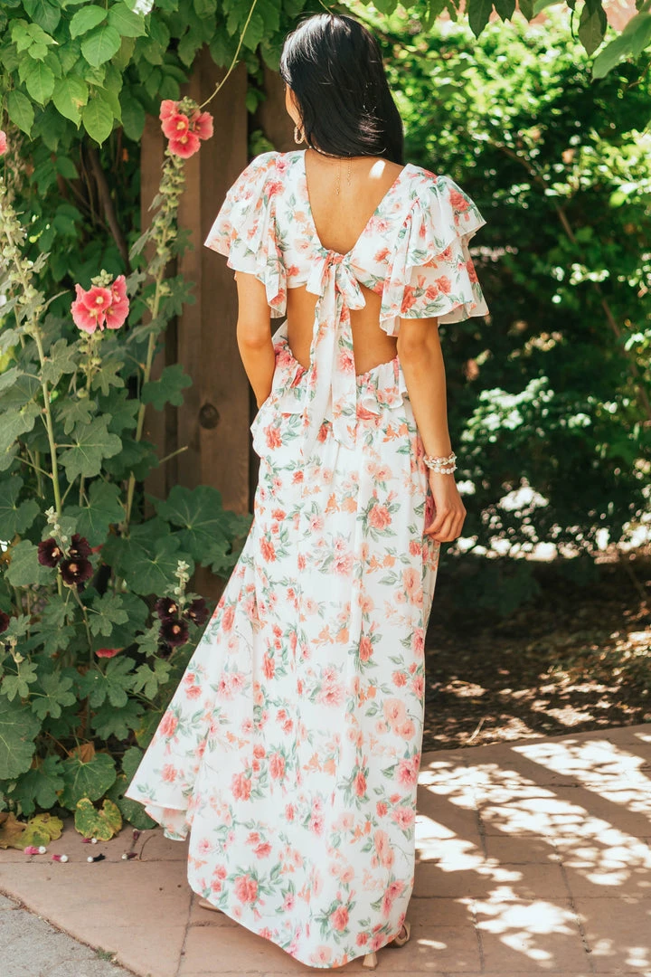Flying Tomato Dresses Ivory Floral Print Open Back Woven Maxi Dress 7 Flying Tomato Dresses Ivory Floral Print Open Back Woven Maxi Dress