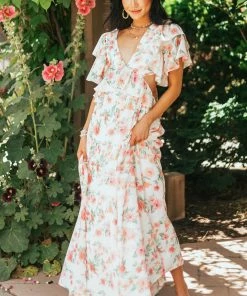 Flying Tomato Dresses Ivory Floral Print Open Back Woven Maxi Dress 9 Flying Tomato Dresses Ivory Floral Print Open Back Woven Maxi Dress