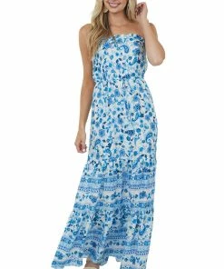 Aakaa Ivory Floral Print Strapless Front Waist Tie Dress Dresses 14 Aakaa Ivory Floral Print Strapless Front Waist Tie Dress Dresses