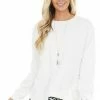 Easel Ivory Knit Sweatshirt With Grey Leopard Hemline Contrast