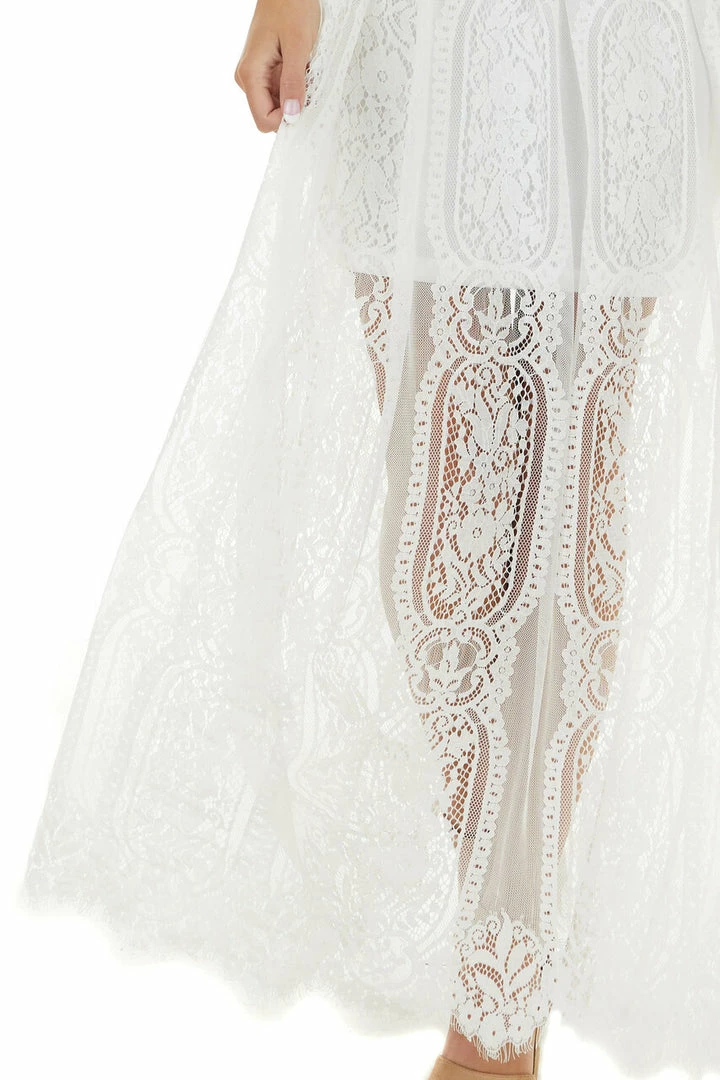 Entro Dresses Ivory Lace Maxi Overlay Sleeveless Dress With Plunging Neck 9 Entro Dresses Ivory Lace Maxi Overlay Sleeveless Dress With Plunging Neck