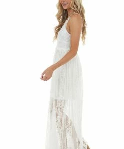 Entro Dresses Ivory Lace Maxi Overlay Sleeveless Dress With Plunging Neck 20 Entro Dresses Ivory Lace Maxi Overlay Sleeveless Dress With Plunging Neck