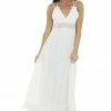 HYFVE Ivory Lace V Neck Maxi Dress With Ruffle Hem