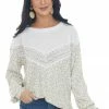 BiBi Ivory Leopard Print Crochet Detail Knit Top