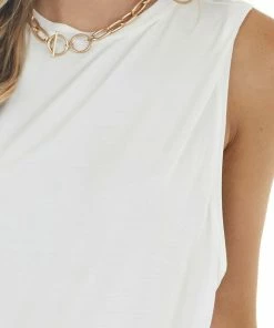 HYFVE Ivory Lightweight Sleeveless Stretchy Knit Tank Top Tops