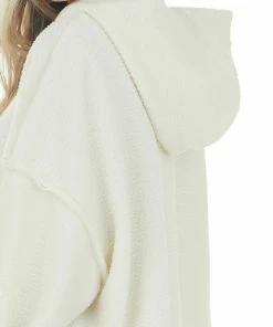 HYFVE Tops Ivory Long Sleeve Hooded Sherpa Jacket