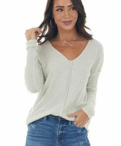 143 Story Ivory Metallic Thread Exposed Seam Knit Top