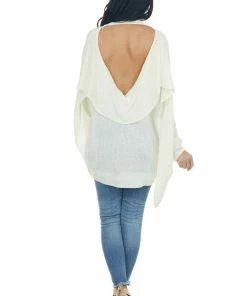 Fantastic Fawn Ivory Mock Neck Open Back Oversized Sweater Tops 24 Fantastic Fawn Ivory Mock Neck Open Back Oversized Sweater Tops