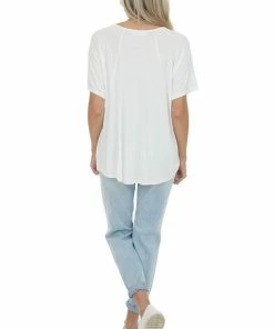 HYFVE Ivory Raglan Short Sleeve Lightweight Knit Top Tops