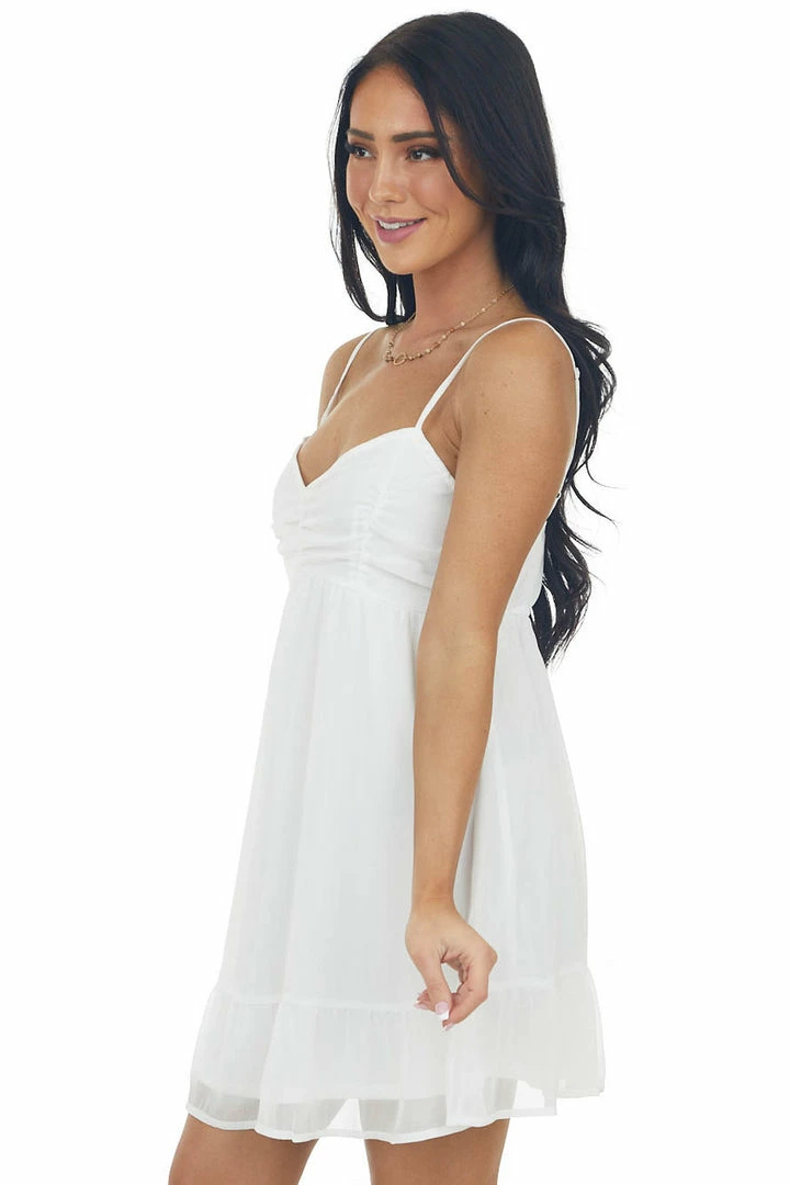 ROKOKO Ivory Ruched Sleeveless Mini Dress 8 ROKOKO Ivory Ruched Sleeveless Mini Dress
