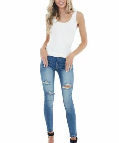 Nikibiki Tops Ivory Seamless Long Tank Top