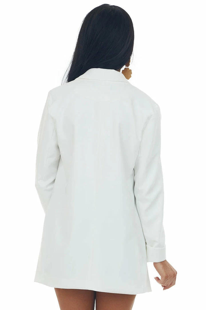 Trend Notes Ivory Shoulder Pad Longline Open Blazer 7 Trend Notes Ivory Shoulder Pad Longline Open Blazer