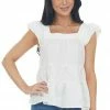Entro Ivory Square Neck Ruffle Tiered Blouse Tops 2 Entro Ivory Square Neck Ruffle Tiered Blouse Tops