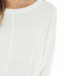 Cherish Ivory Stretchy Textured Knit Top With 3/4 Dolman Sleeves Tops 25 Cherish Ivory Stretchy Textured Knit Top With 3/4 Dolman Sleeves Tops