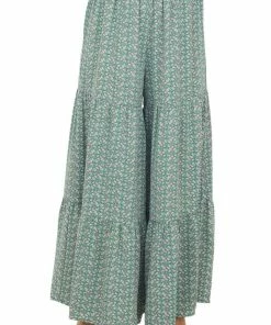 Entro Bottoms Jade Ditsy Floral Tiered Woven Wide Leg Pants