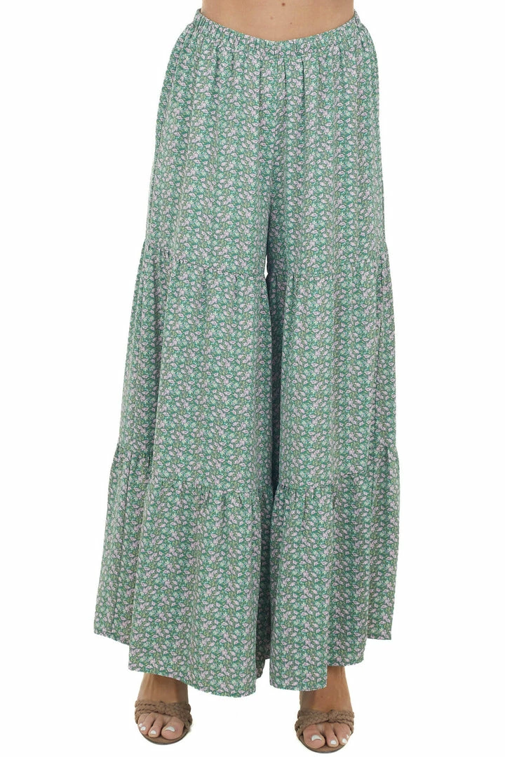 Entro Bottoms Jade Ditsy Floral Tiered Woven Wide Leg Pants 4 Entro Bottoms Jade Ditsy Floral Tiered Woven Wide Leg Pants
