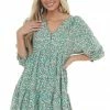 Entro Jade Floral Print Babydoll Woven Mini Dress