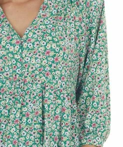 Entro Jade Floral Print Babydoll Woven Mini Dress