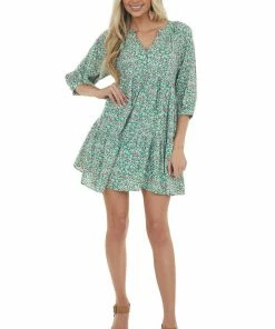 Entro Jade Floral Print Babydoll Woven Mini Dress