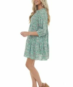 Entro Jade Floral Print Babydoll Woven Mini Dress