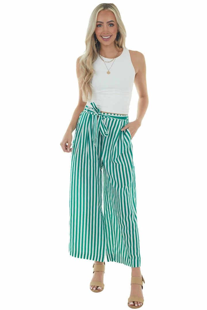IWT Brands Bottoms Jade Striped Waist Tie Wide Leg Woven Pants 8 IWT Brands Bottoms Jade Striped Waist Tie Wide Leg Woven Pants