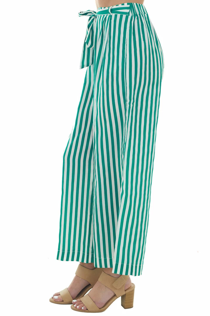 IWT Brands Bottoms Jade Striped Waist Tie Wide Leg Woven Pants 6 IWT Brands Bottoms Jade Striped Waist Tie Wide Leg Woven Pants