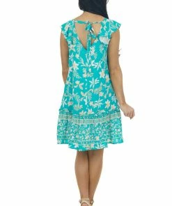 Jodifl Jungle Green Floral Cap Sleeve Short Dress Dresses 21 Jodifl Jungle Green Floral Cap Sleeve Short Dress Dresses