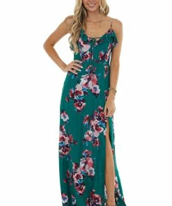 ROKOKO Jungle Green Floral Sleeveless Maxi Dress Dresses