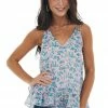 Entro Juniper Abstract Print Tiered Woven Tank Top With Dual Strap