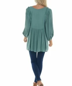 Jodifl Juniper Bubble Sleeve Babydoll Woven Top