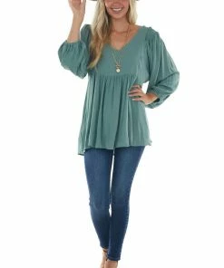 Jodifl Juniper Bubble Sleeve Babydoll Woven Top