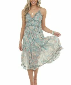 HYFVE Dresses Juniper Floral Print Frill Trim Midi Dress