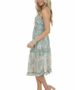 HYFVE Dresses Juniper Floral Print Frill Trim Midi Dress