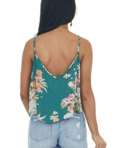 ANGIE Tops Juniper Floral Print V Neck Cropped Tank Top 12 ANGIE Tops Juniper Floral Print V Neck Cropped Tank Top