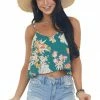 ANGIE Tops Juniper Floral Print V Neck Cropped Tank Top