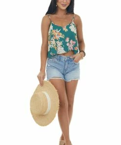ANGIE Tops Juniper Floral Print V Neck Cropped Tank Top 9 ANGIE Tops Juniper Floral Print V Neck Cropped Tank Top