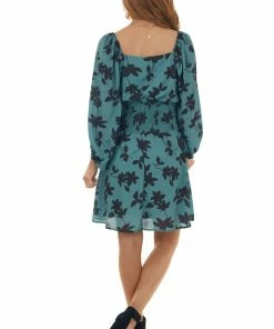 Peach Love Dresses Juniper Floral Print V Neck Mini Dress