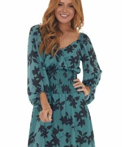 Peach Love Dresses Juniper Floral Print V Neck Mini Dress