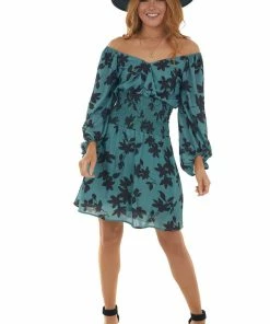 Peach Love Dresses Juniper Floral Print V Neck Mini Dress