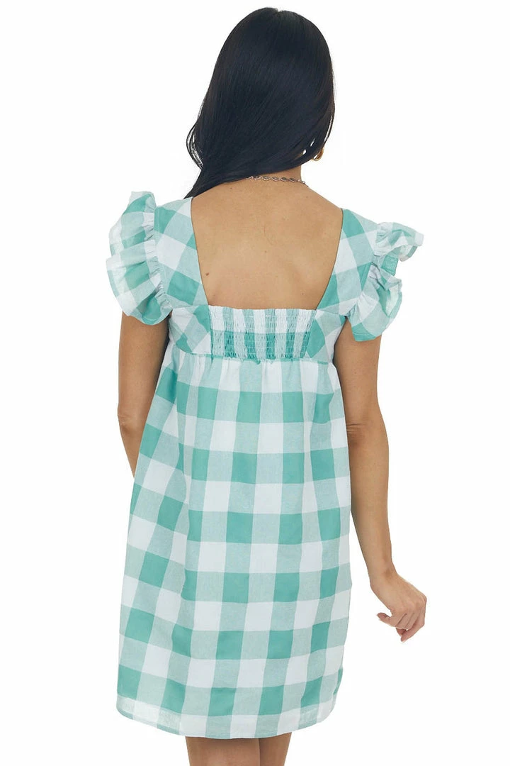 Entro Dresses Juniper Gingham Square Neck A Line Woven Dress 8 Entro Dresses Juniper Gingham Square Neck A Line Woven Dress