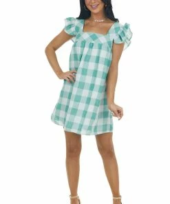 Entro Dresses Juniper Gingham Square Neck A Line Woven Dress 15 Entro Dresses Juniper Gingham Square Neck A Line Woven Dress
