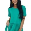 Entro Kelly Green Drop Waist Soft Short Sleeve Top