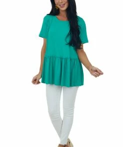 Entro Kelly Green Drop Waist Soft Short Sleeve Top