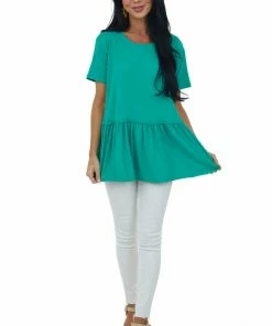 Entro Kelly Green Drop Waist Soft Short Sleeve Top