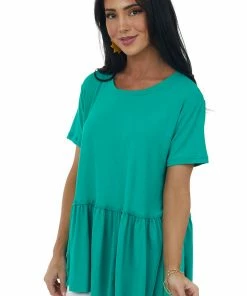 Entro Kelly Green Drop Waist Soft Short Sleeve Top