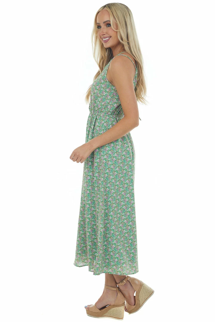 Lush Clothing Dresses Kelly Green Floral Sleeveless Midi Dress 6 Lush Clothing Dresses Kelly Green Floral Sleeveless Midi Dress